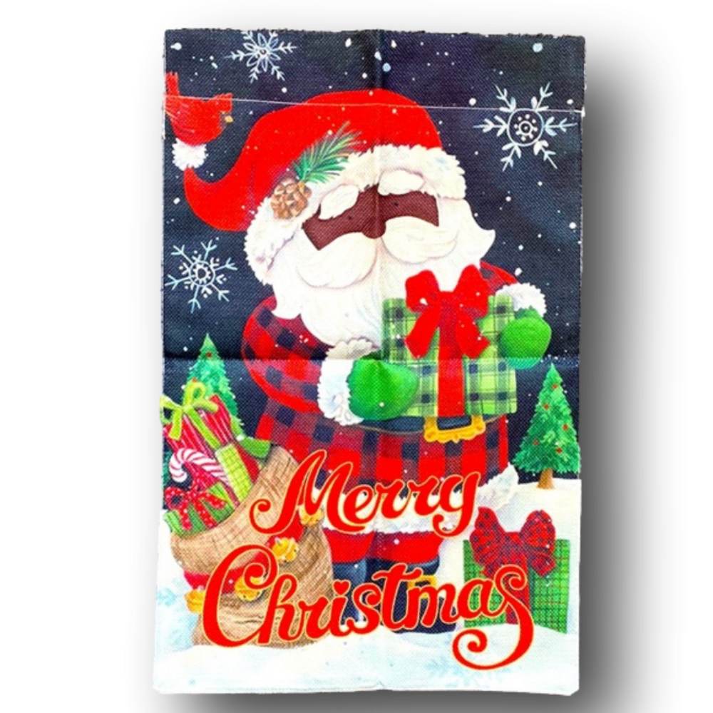 African American Santa “Merry Christmas” Garden Flag - Brand New